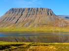 Iceland. Landscape in fjord Alftafjordur during autumn. Art Print